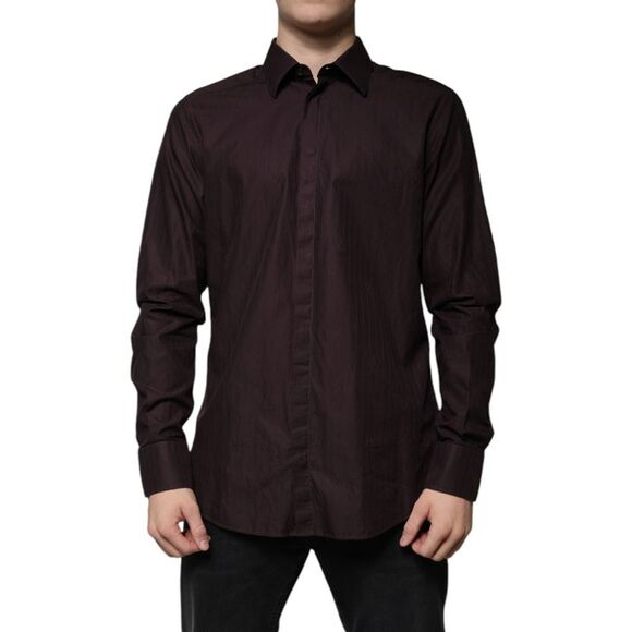 Dolce & Gabbana Purple Cotton Slim Fit MARTINI Dress Men's Shirt (Pre-Owned)